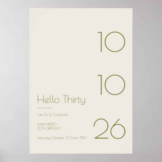 Hallo Dreißig Minimal Modern 30. Geburtstag Poster (Vorne)