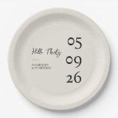 Hallo Dreißig Minimal Moderner 30. Geburtstag Pappteller (Vorderseite)