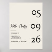Hallo Dreißig Minimal Moderner 30. Geburtstag Poster (Vorne)