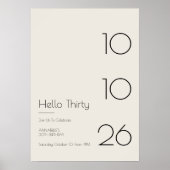Hallo Dreißig Minimal Moderner 30. Geburtstag Poster (Vorne)