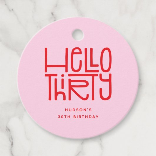 HALLO DREISSIG Moderner 30. Geburtstag Geschenkanhänger (Vorderseite)
