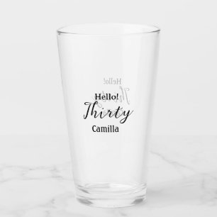 Hallo dreißigster Geburtstag Name einfach minimal  Glas