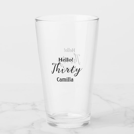 Hallo dreißigster Geburtstag Name einfach minimal Glas (Vorderseite)