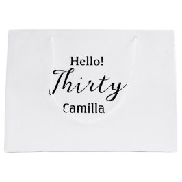 Hallo dreißigster Geburtstag Name einfach minimal  Große Geschenktüte