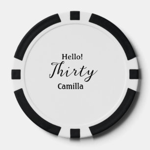 Hallo dreißigster Geburtstag Name einfach minimal  Pokerchips