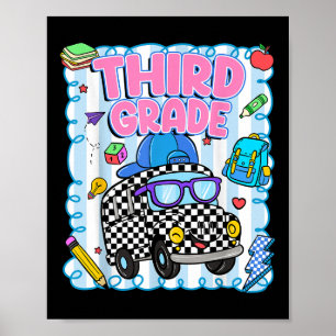 Hallo Dritte-Klasse-Bus-Schul-Lehrer-Schüler-Zurüc Poster