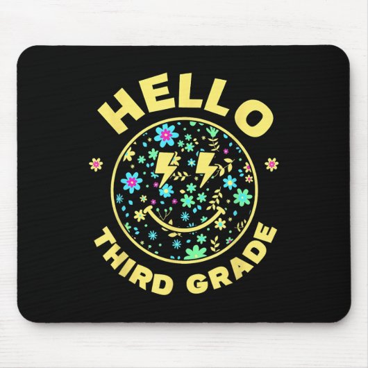 Hallo Dritte Klasse Glückliches Gesicht 3. Klasse Mousepad (Vorne)