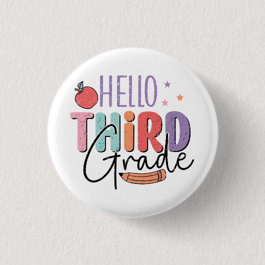 Hallo Dritte Klasse zurück in die Schule Button (Vorderseite)