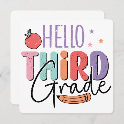 Hallo Dritte Klasse zurück in die Schule Einladung (Vorne/Hinten)