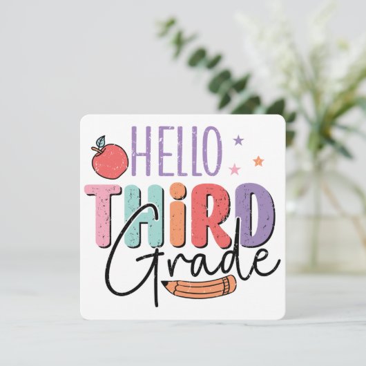 Hallo Dritte Klasse zurück in die Schule Einladung (Stehend Vorderseite)