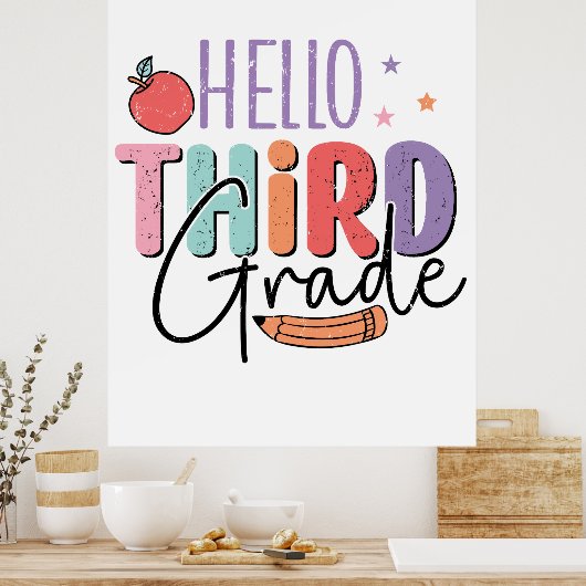 Hallo Dritte Klasse zurück in die Schule Poster (Küche)