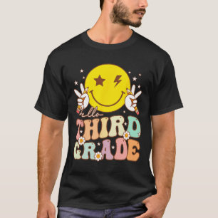 Hallo Dritter Grade Hippie Smile Face 3. Klasse zu T-Shirt