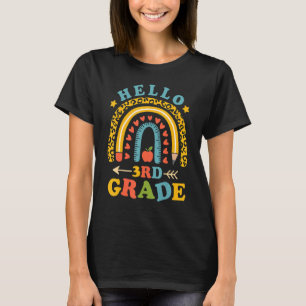 Hallo Dritter Lehrer Leopard Regenbogen Zurück T-Shirt