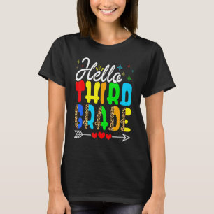 Hallo Dritter Leopard Druck 3. Klasse zurück T-Shirt