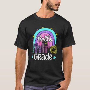 Hallo Dritter Schulleiter Boho Rainbow Erster Tag T-Shirt