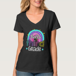 Hallo Dritter Schulleiter Boho Rainbow Erster Tag T-Shirt