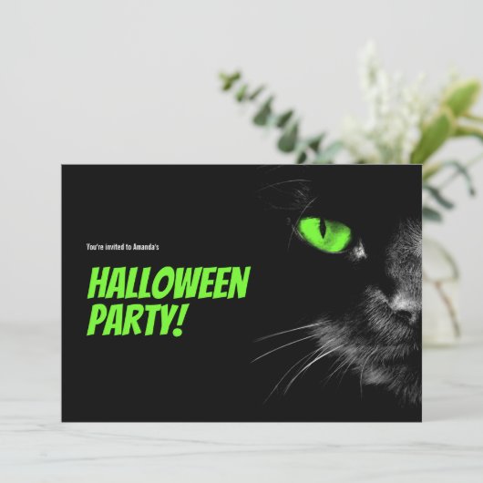 Hallo Dunkelheit Grünen Augen Halloween Save The Date (Stehend Vorderseite)