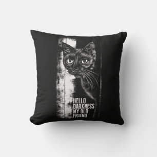 Hallo Dunkelheit mein alter Freund Black Cat Skizz Kissen