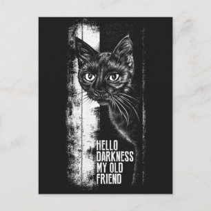 Hallo Dunkelheit mein alter Freund Black Cat Skizz Postkarte