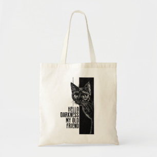 Hallo Dunkelheit mein alter Freund Black Cat Skizz Tragetasche