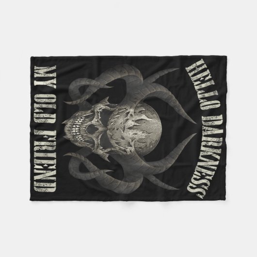 Hallo Dunkelheit Mein alter Freund Demon Skull Hor Fleecedecke (Vorderseite (Horizontal))