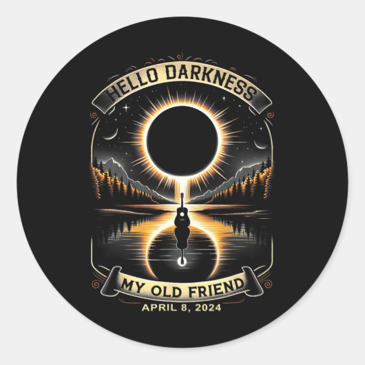 Hallo Dunkelheit Mein alter Freund Solar Eclipse 8 Runder Aufkleber (Vorderseite)