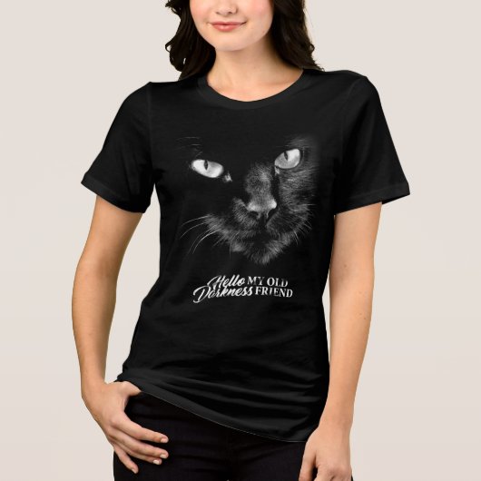 Hallo Dunkelheit Meine alte Freundin Katze - V1 Tri-Blend Shirt (Vorderseite)