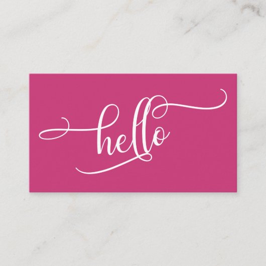 Hallo durchdachte Skript-Typografie über Magenta Visitenkarte (Vorderseite)