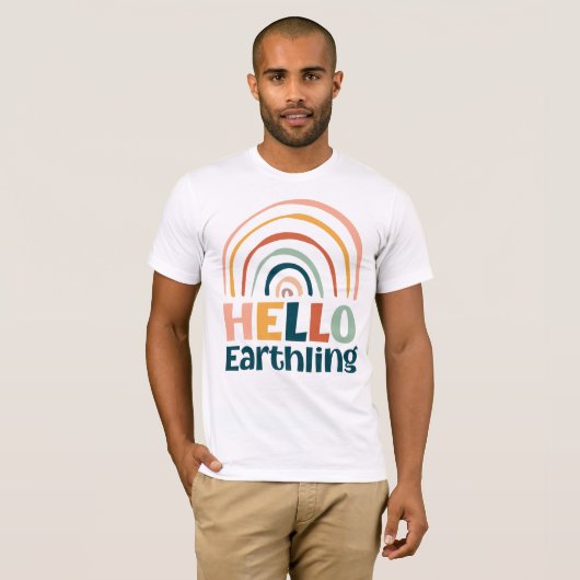 Hallo Earthfun Regenbogen Retro farbenfrohe boho T-Shirt (Vorne ganz)