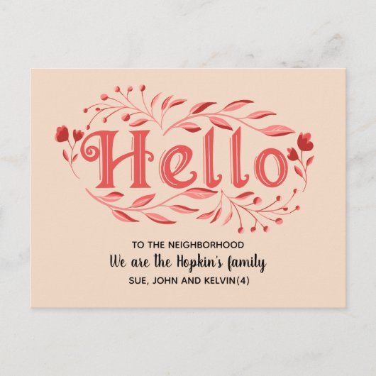 Hallo, Editable We are New to the Neighborhood Po Postkarte (Vorderseite)