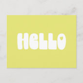 Hallo Einfache Retro Typografie Gruß in Gelb Postkarte (Vorderseite)