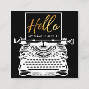 Hallo Einführung Vintag Antique Schreibmaschine Quadratische Visitenkarte