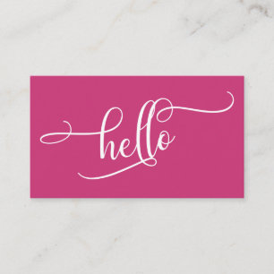 Hallo Elaborate Script-Typografie über Magenta Visitenkarte