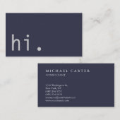 Hallo. Elegant Schlicht Blue Gray Trendy Hallo Visitenkarte (Vorne/Hinten)