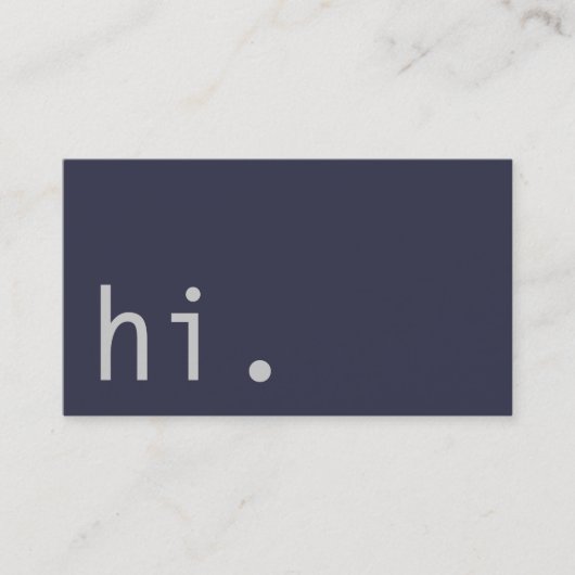 Hallo. Elegant Schlicht Blue Gray Trendy Hallo Visitenkarte (Vorderseite)