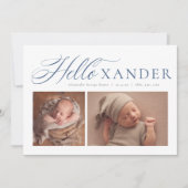 Hallo elegante Drehbuch zwei Foto navvy Blue Junge Ankündigung (Vorderseite)