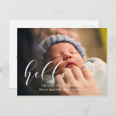 Hallo Elegantes Foto zur Geburtenankündigung Postkarte (Vorne/Hinten)