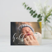 Hallo Elegantes Foto zur Geburtenankündigung Postkarte (Stehend Vorderseite)