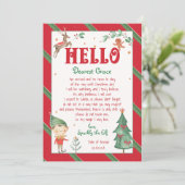 Hallo Elf Christmas Magical Elf Printable Einladung (Stehend Vorderseite)