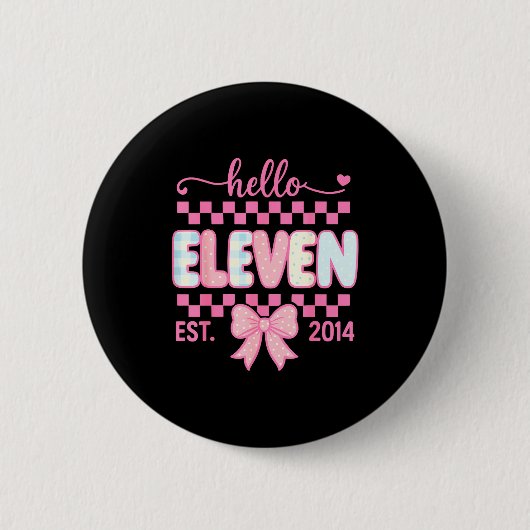 Hallo Elf Gegründet 2014 Kokette Schleife Glücklic Button (Vorderseite)
