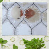 Hallo ! Ente hinter mattierter Zaun-Küche Geschirrtuch (Gefaltet)