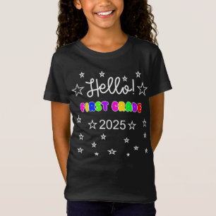 Hallo Erste Klasse 2025 Kinder zurück zum T-Shirt