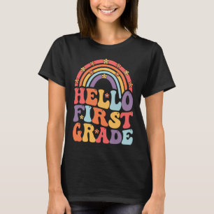 Hallo Erste Klasse Boho Rainbow Zurück zur Schule T-Shirt