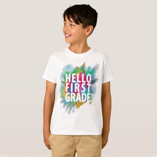 Hallo Erste Klasse! Funny 1. Klasse zurück zur Sch T-Shirt (Vorne ganz)