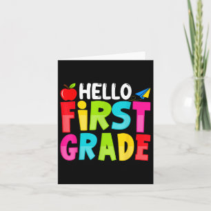 Hallo Erste Klasse Funny Zurück zur Schule 1. Grad Karte