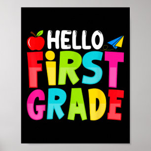 Hallo Erste Klasse Lustig Zurück zur Schule 1. Klä Poster