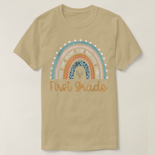 Hallo Erste Klasse Rainbow Lehrer Schüler zurück T-Shirt (Design vorne)