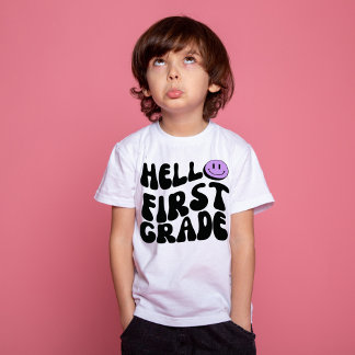 Hallo Erste Klasse Retro 1. Klasse Zurück zur Schu T-Shirt