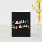Hallo erste Klasse _ Retro Lehrer zurück zur Schul Karte (Gelbe Blume)