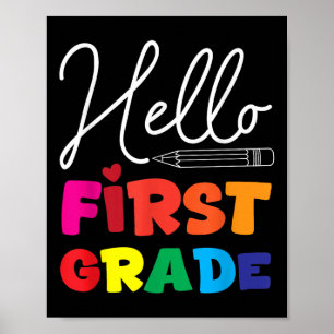 Hallo Erste Klasse Schuljahr 1. Klasse Kinder K Poster